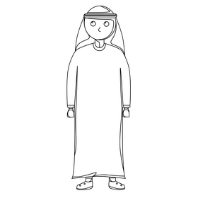 UAE traditional dress black and white clipart