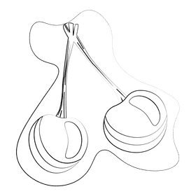 Cherries black and white clipart
