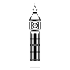 Big ben black and white clipart vector free download