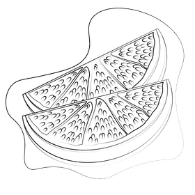 Orange slices black and white clipart