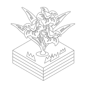 Daffodil flower black and white clipart