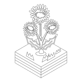 Dandelion flower black and white clipart