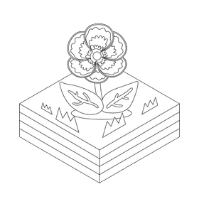 Poppy flower black and white clipart