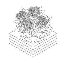 Rose flower black and white clipart