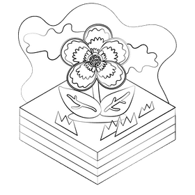 Buttercup flower black and white clipart