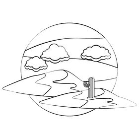 Desert plains black and white clipart