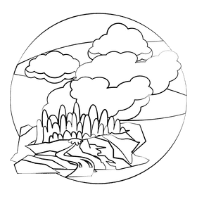 Fissure volcano black and white clipart