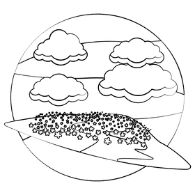 Flower field black and white clipart