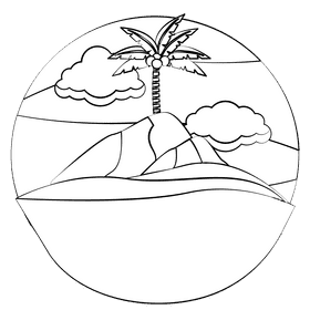 Island black and white clipart