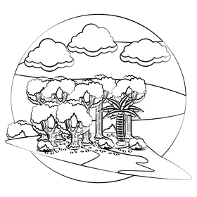 Jungle black and white clipart