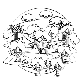 Mangrove swamp black and white clipart