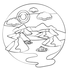 River black and white clipart