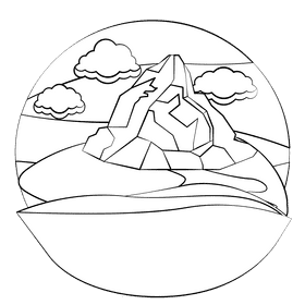 Sea cave black and white clipart