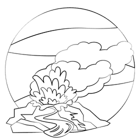 Shield volcano black and white clipart