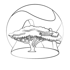 Acacia tree black and white clipart