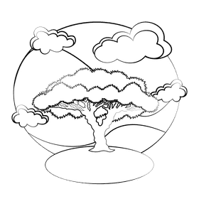 Dragon blood tree black and white clipart