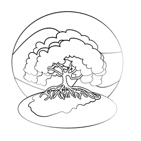 Mangrove tree black and white clipart