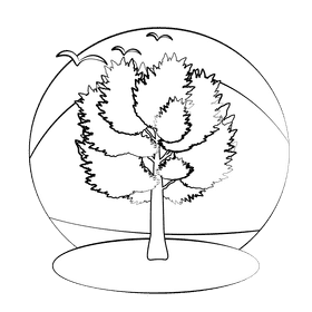 Mimosa tree black and white clipart