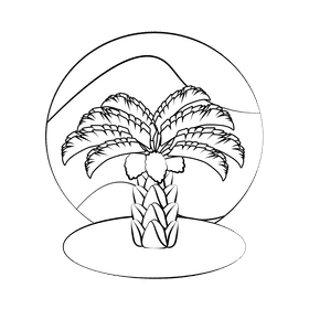 Oil palm black and white clipart