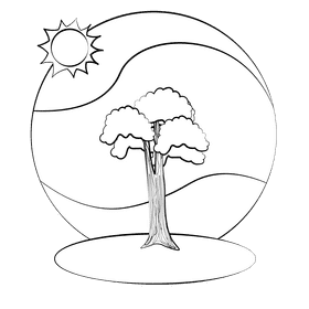 Rainbow tree black and white clipart