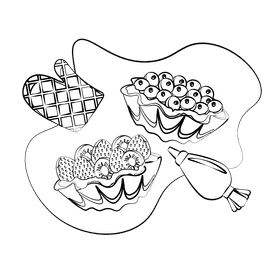 Fruit tart black and white clipart