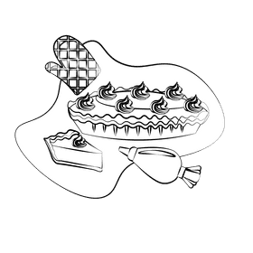 Pumpkin pie black and white clipart