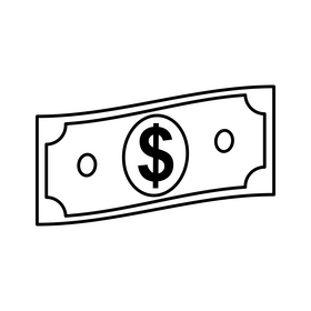 Cartoon dollar bill black and white clipart free download