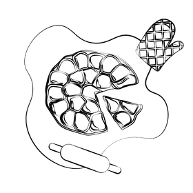 Tarte tatin black and white clipart