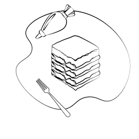 Tiramisu black and white clipart