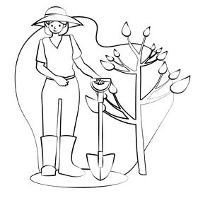 Gardener black and white clipart