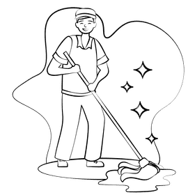 Janitor black and white clipart