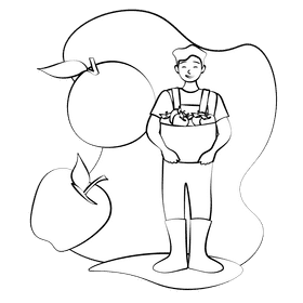 Orchard farmer black and white clipart