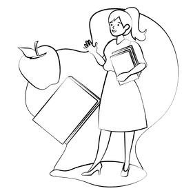 Teacher black and white clipart