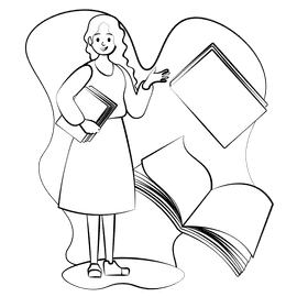 Librarian black and white clipart