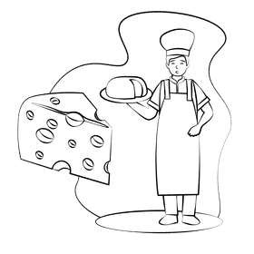 Cheesemonger black and white clipart