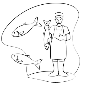 Fishmonger black and white clipart