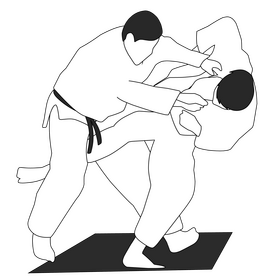 Kurash wrestling black and white clipart