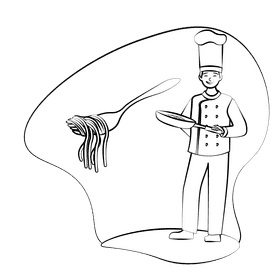 Western chef black and white clipart