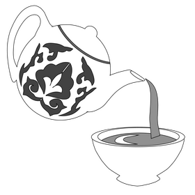 Uzbek traditional tea black and white clipart