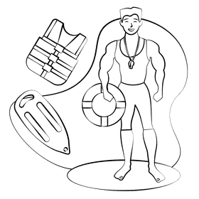 Lifeguard black and white clipart