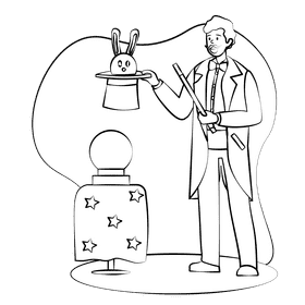 Magician black and white clipart