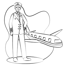 Pilot black and white clipart