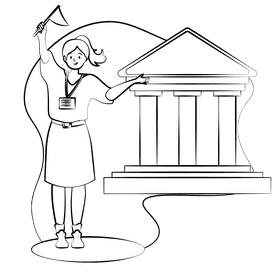 Tour guide black and white clipart