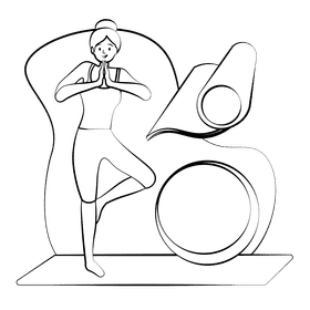 Yoga teacher black and white clipart