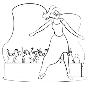 Bearded lady black and white clipart
