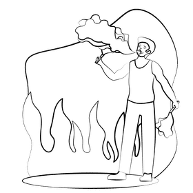 Fire eating black and white clipart