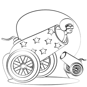 Human cannonball black and white clipart