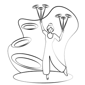 Plate spinning black and white clipart