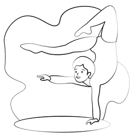 Handbalancing black and white clipart