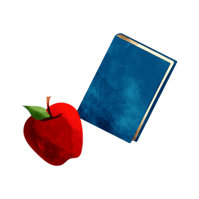 Book and apple clipart